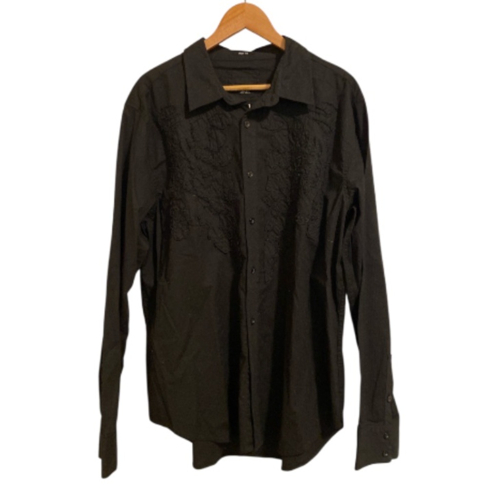 Vintage Buckle BKE Black Embroidered Floral Button Down XXL Men’s Shirt NWT